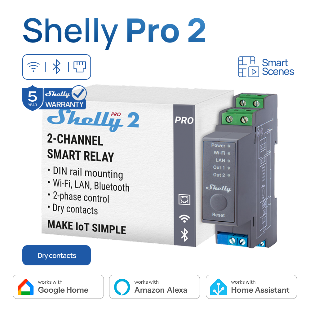 Shelly Pro 2 WiFi 2Channel Sma – обзор и цена Shelly Relay Module