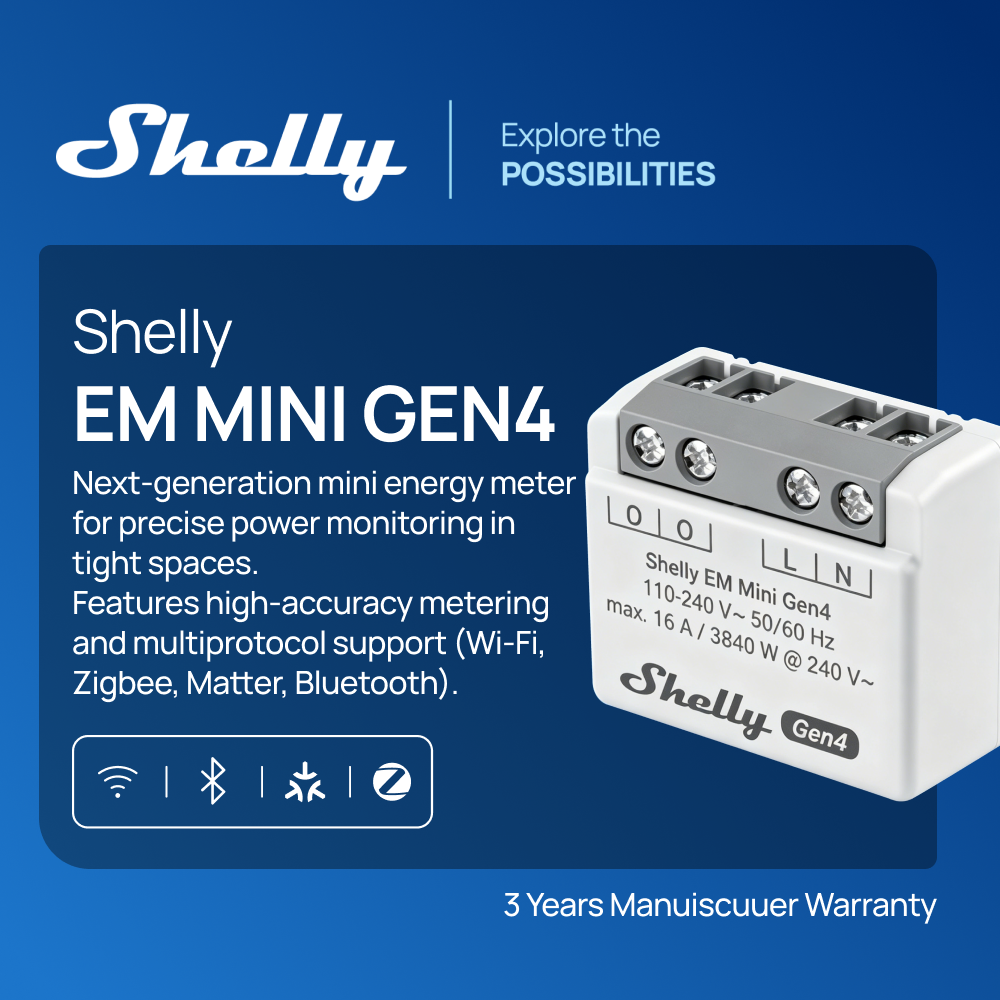Shelly EM Mini Gen4 Matter Com – обзор и цена Shelly Relay Module
