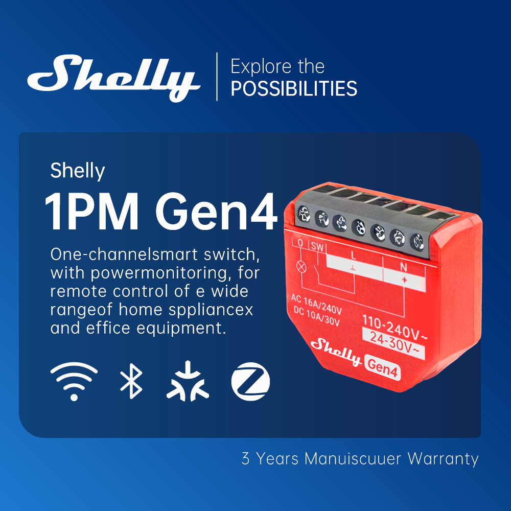 Shelly 1PM Gen4 Zigbee Disposi – обзор и цена Shelly Relay Module