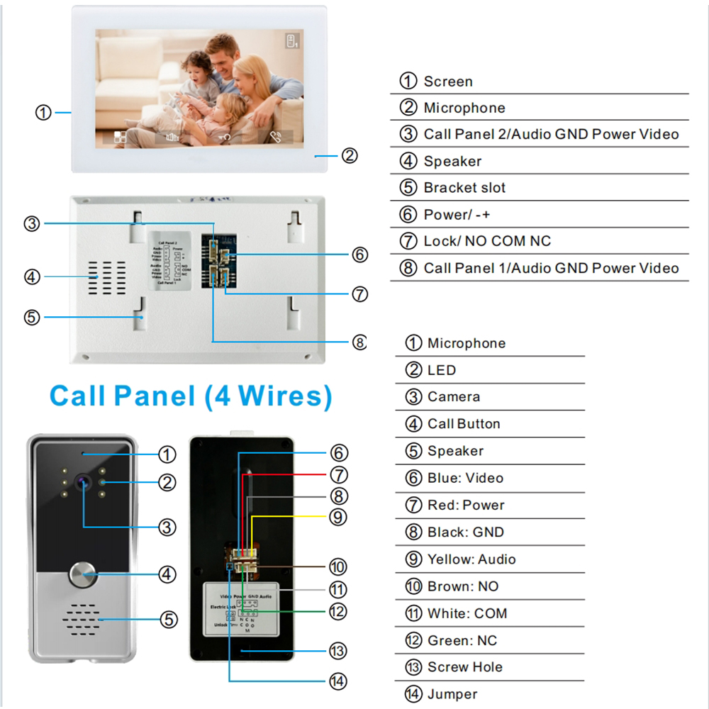 7inch Color Wired Video Interc – обзор и цена Smart Doorbell Wired